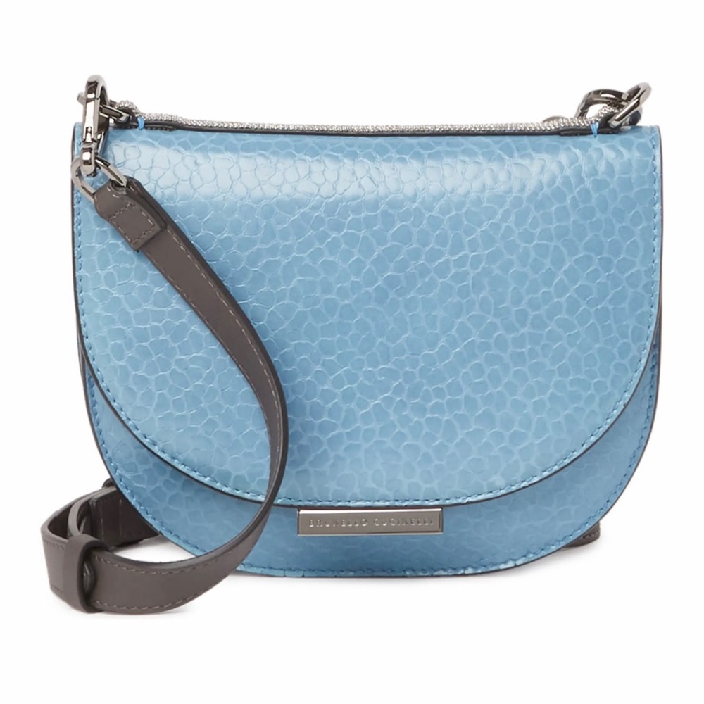 BRUNELLO CUCINELLI Snake Embossed Leather Crossbody Bag